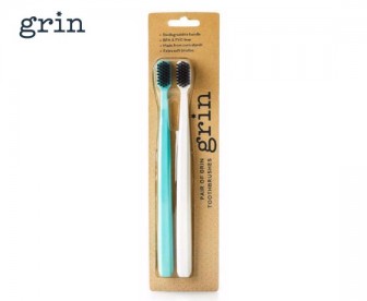 Grin 成人高密度软毛玉米淀粉柄小头牙刷 2支装 (薄荷绿+象牙白) Grin 成人高密度软毛玉米淀粉柄小头牙刷 2支装 (薄荷绿+象牙白)